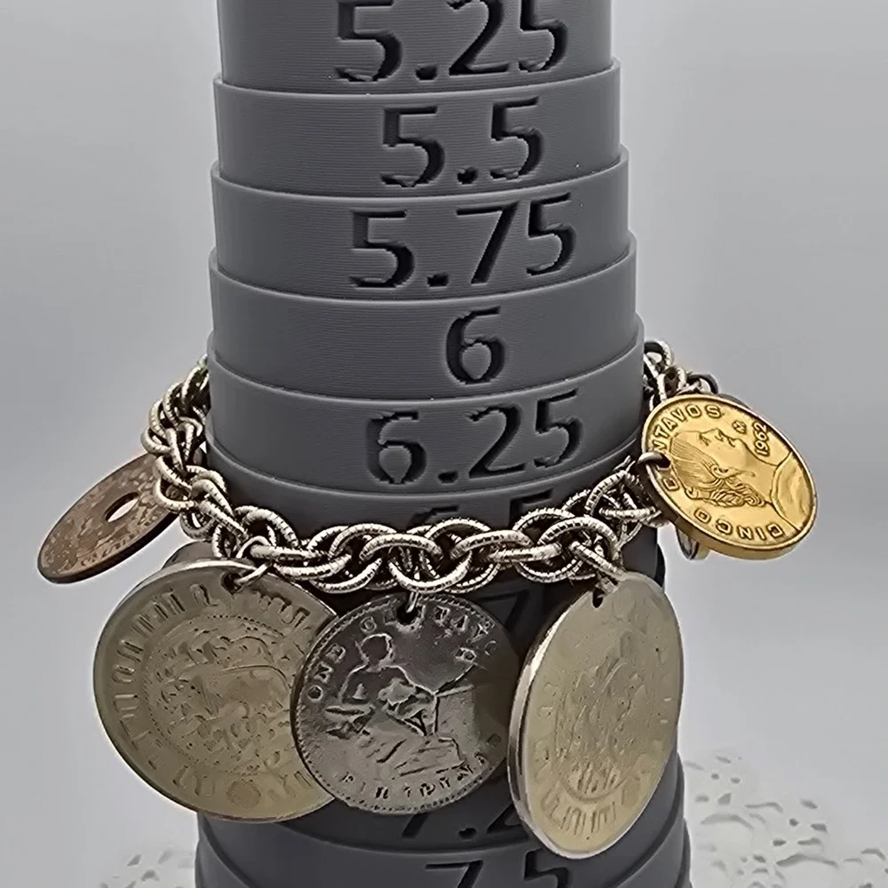 Vintage Coro Coin Charm Bracelet Mid Century Around the World Jewelry Full